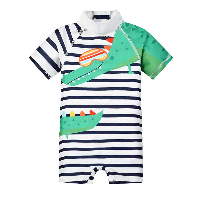 Stripe Shark / 1-2T Short Sleeved Rash Guard Swimwear