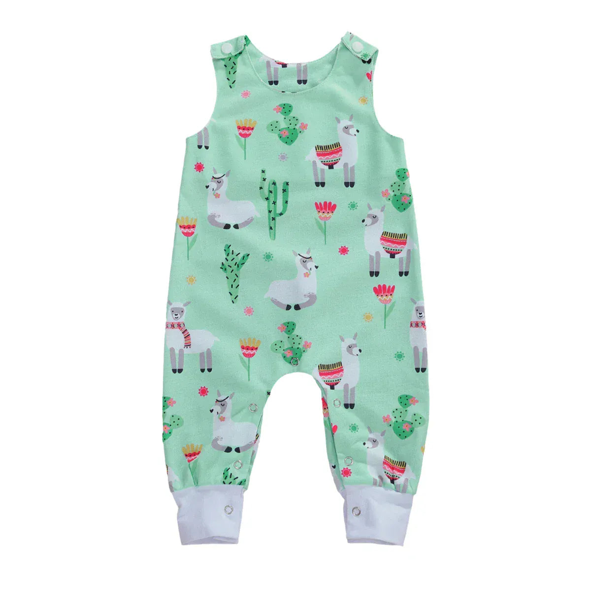 Mint Forest Friends / 03M Sleeveless Baby Romper