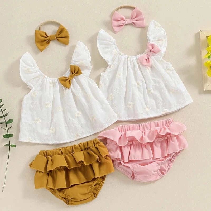 Sleeveless Floral Top and Ruffle Shorts Set