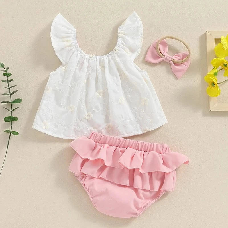 Sleeveless Floral Top and Ruffle Shorts Set