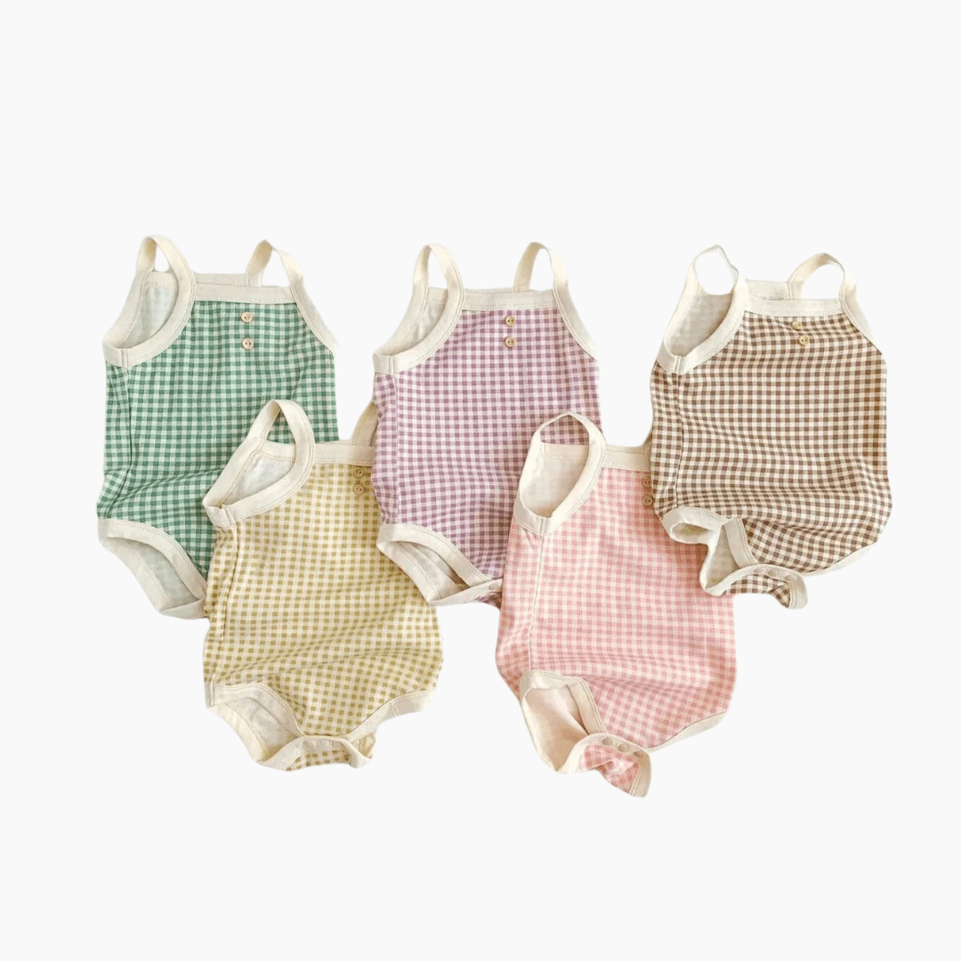 Sleeveless Gingham Baby Jumpsuit