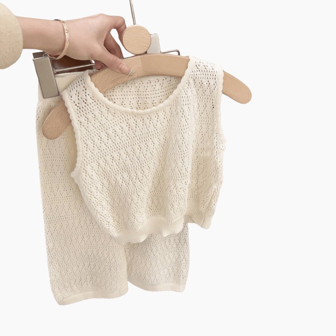 Girl's Clothing Sleeveless Hollow Vest & Wide-Leg Pants