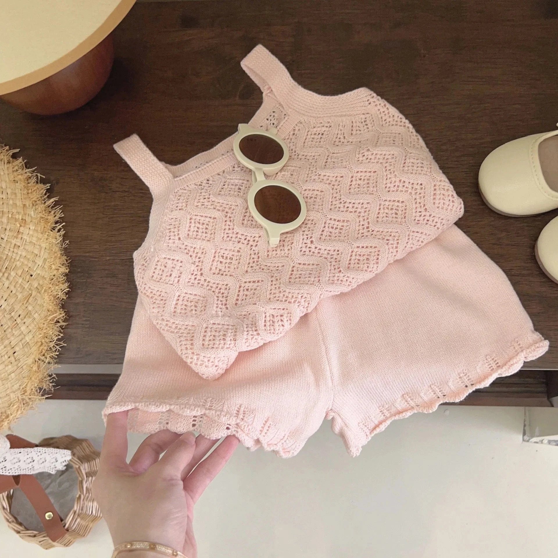 Girl's Clothing Sleeveless Hollow Vest & Wide-Leg Pants