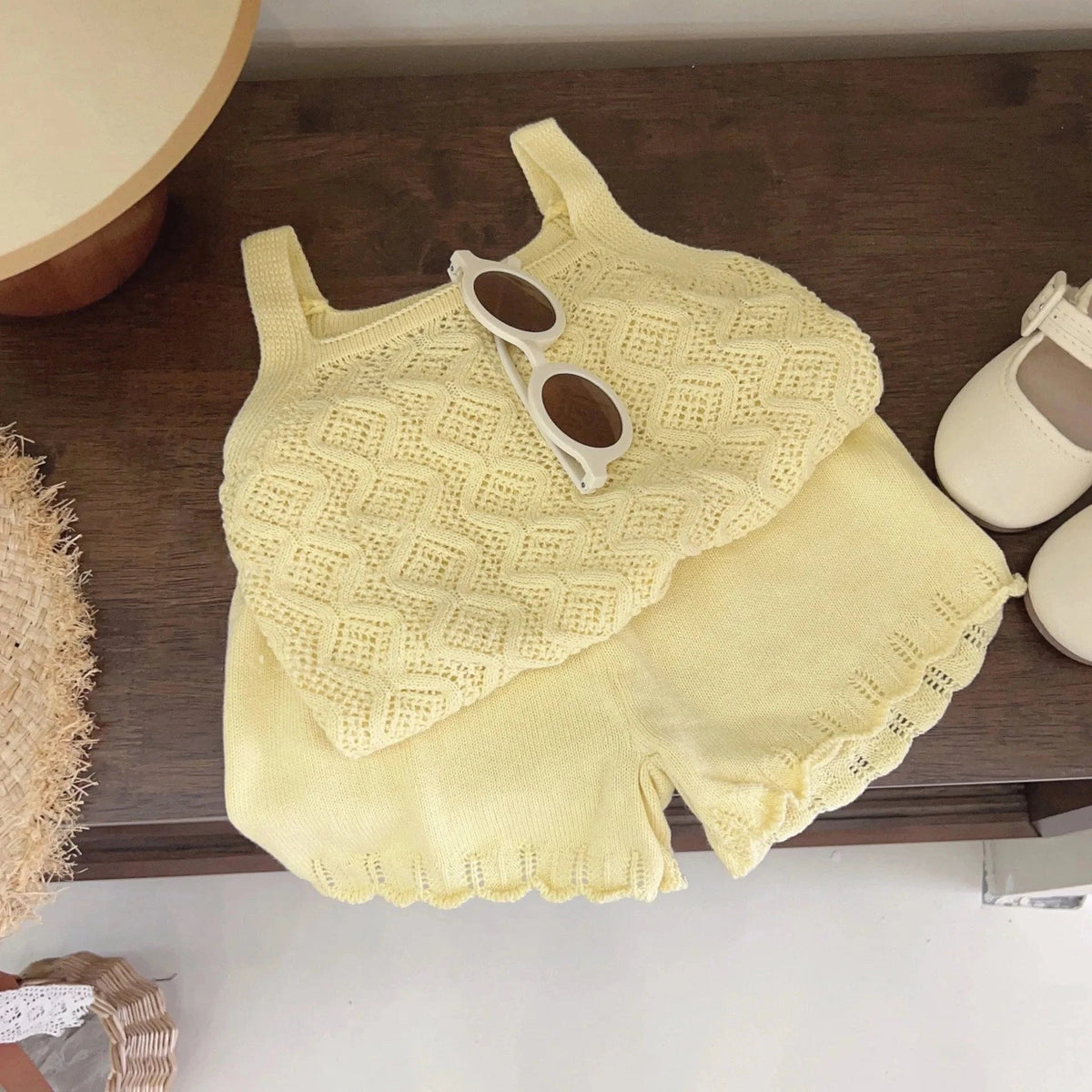 Girl's Clothing Sleeveless Hollow Vest & Wide-Leg Pants