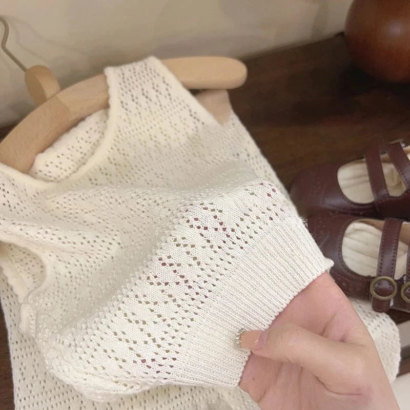 Girl's Clothing Sleeveless Hollow Vest & Wide-Leg Pants