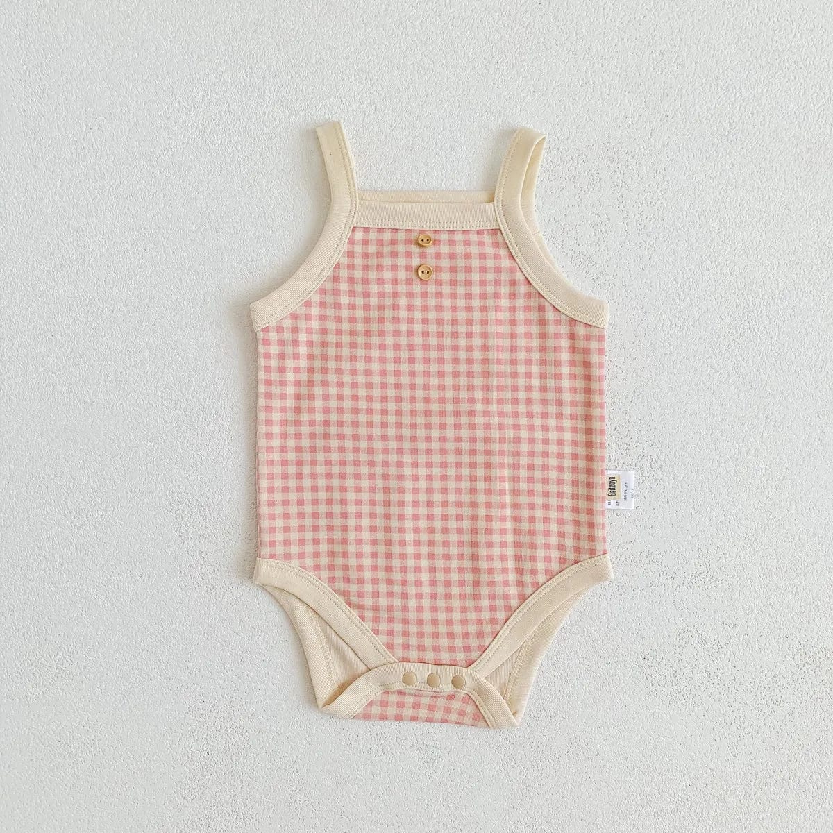 Pink / 66cm (0-3M) Sleeveless Sling Plaid Outfits