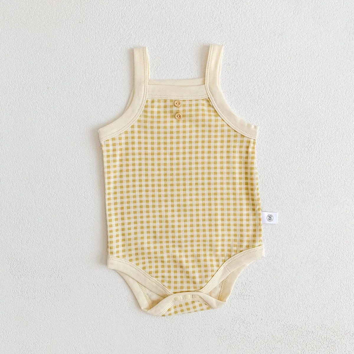 Yellow / 0-3M Sleeveless Sling Plaid Outfits