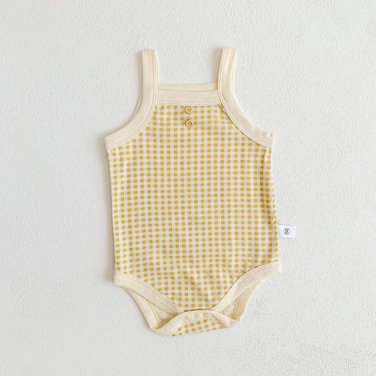 Yellow / 0-3M Sleeveless Sling Plaid Outfits