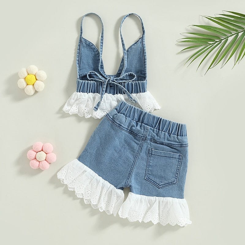 Sleeveless Tie-up Tank Tops + Lace Trim Shorts