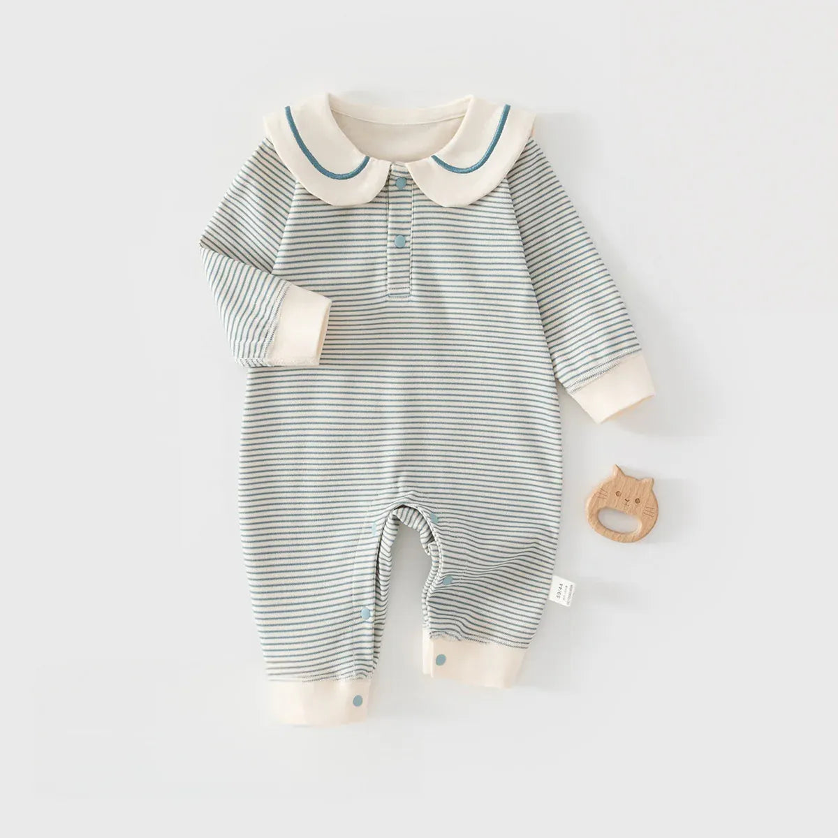 Blue / 0-3M Soft Cotton Sailor Collar Romper for Newborns