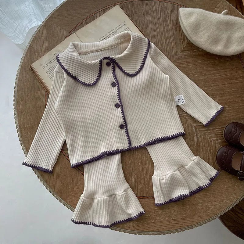 beige / 9M Soft Knit Girl Outfit Set