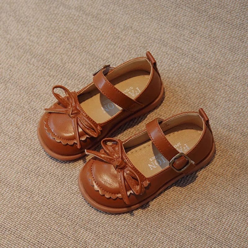 Brown / 21 Soft Leather Bowknot Mary Jane Shoes