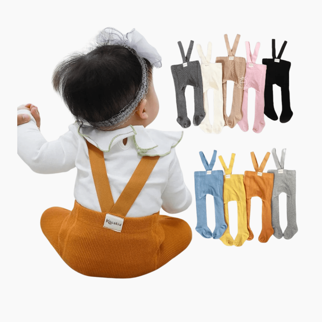 Solid Baby Knit Suspender Tights