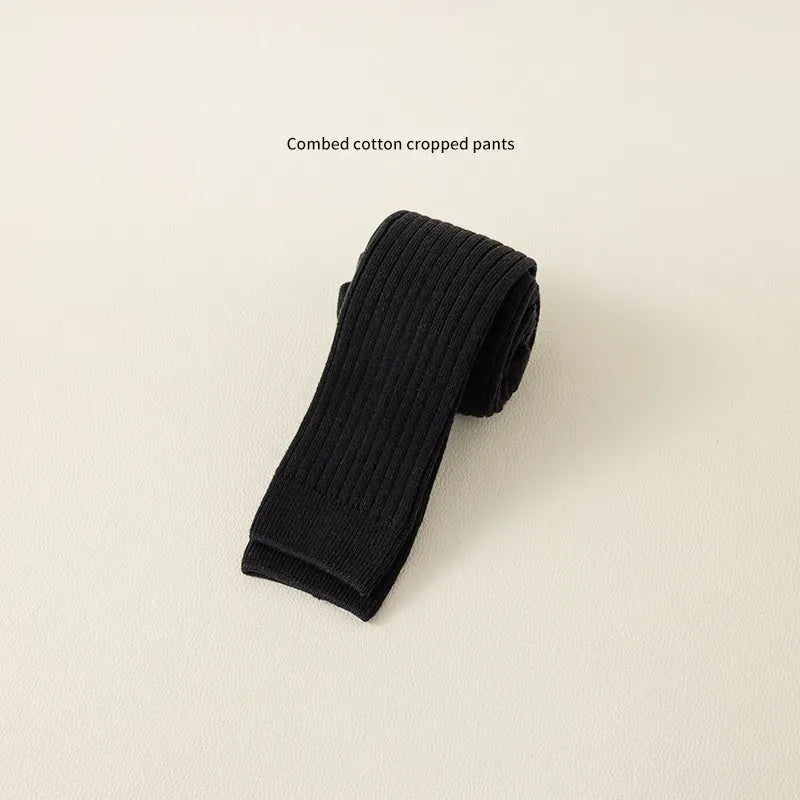 Black / 1-3T Solid Color Knit Stretch Tights