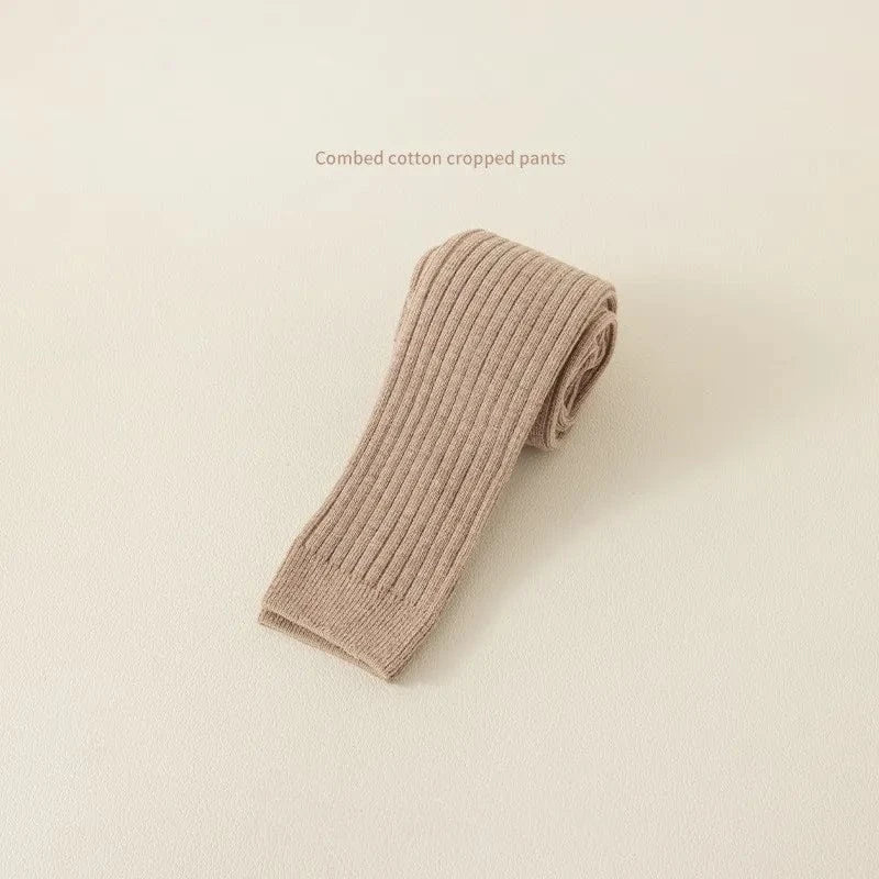 Beige Pink / 1-3T Solid Color Knit Stretch Tights