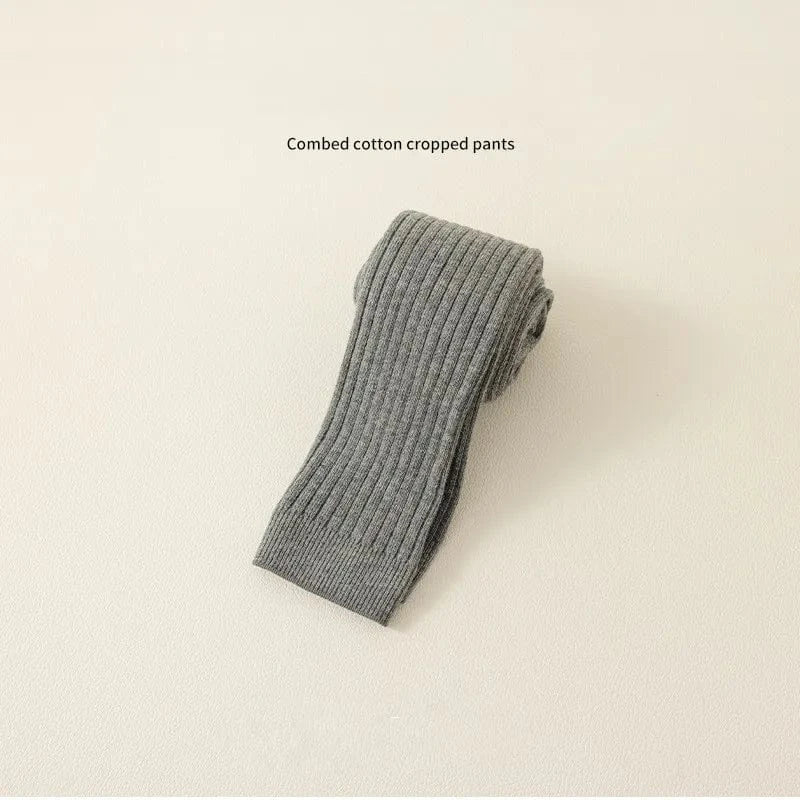Gray / 1-3T Solid Color Knit Stretch Tights