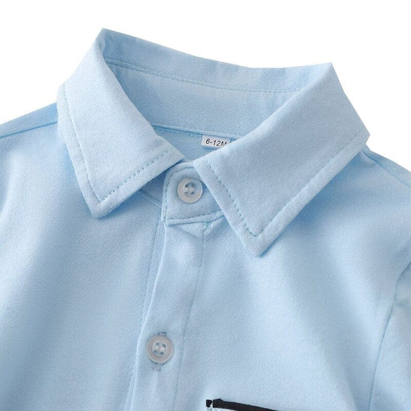 Baby Boy Light Blue Romper Outfit Momorii