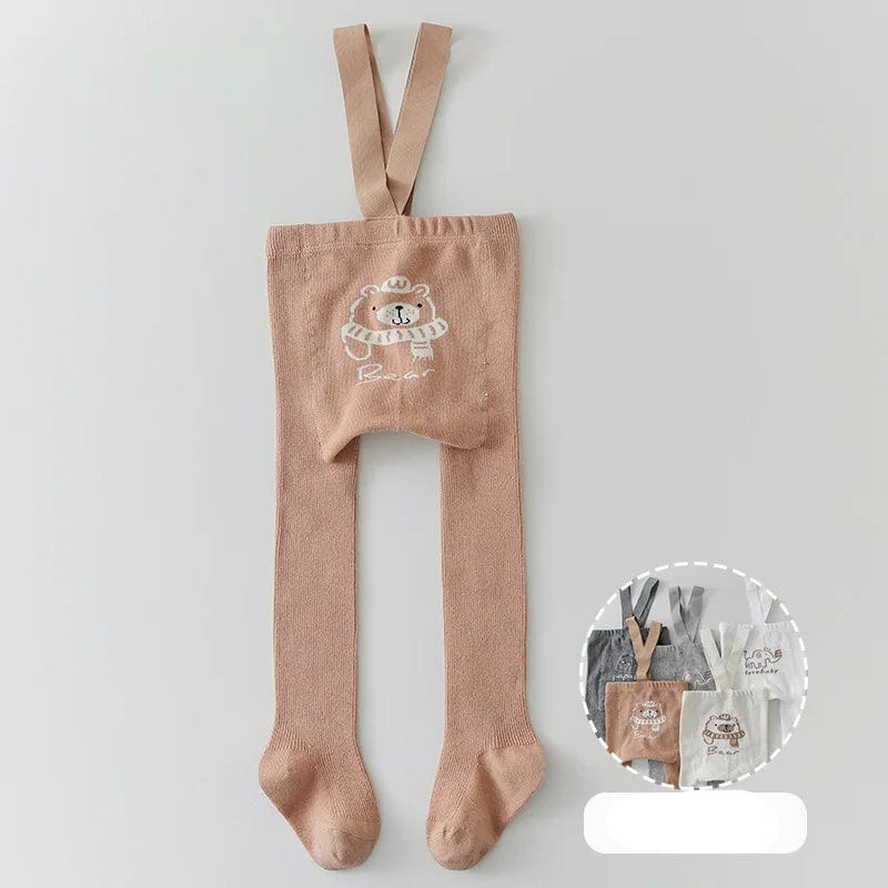 Khaki / 1-3T Solid Suspender Tights