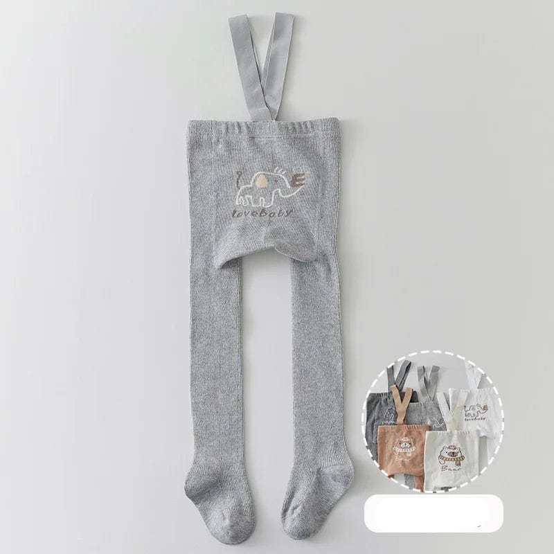 Light Grey / 0-1T Solid Suspender Tights