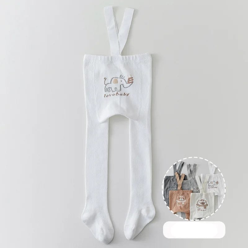 White / 1-3T Solid Suspender Tights