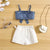 Spaghetti Strap Bowknot Denim Tops + Shorts