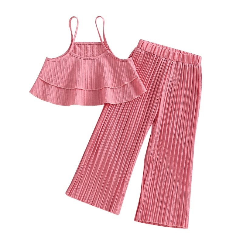 Pink / 4T Spaghetti Strap Tops + Wide Leg Pants