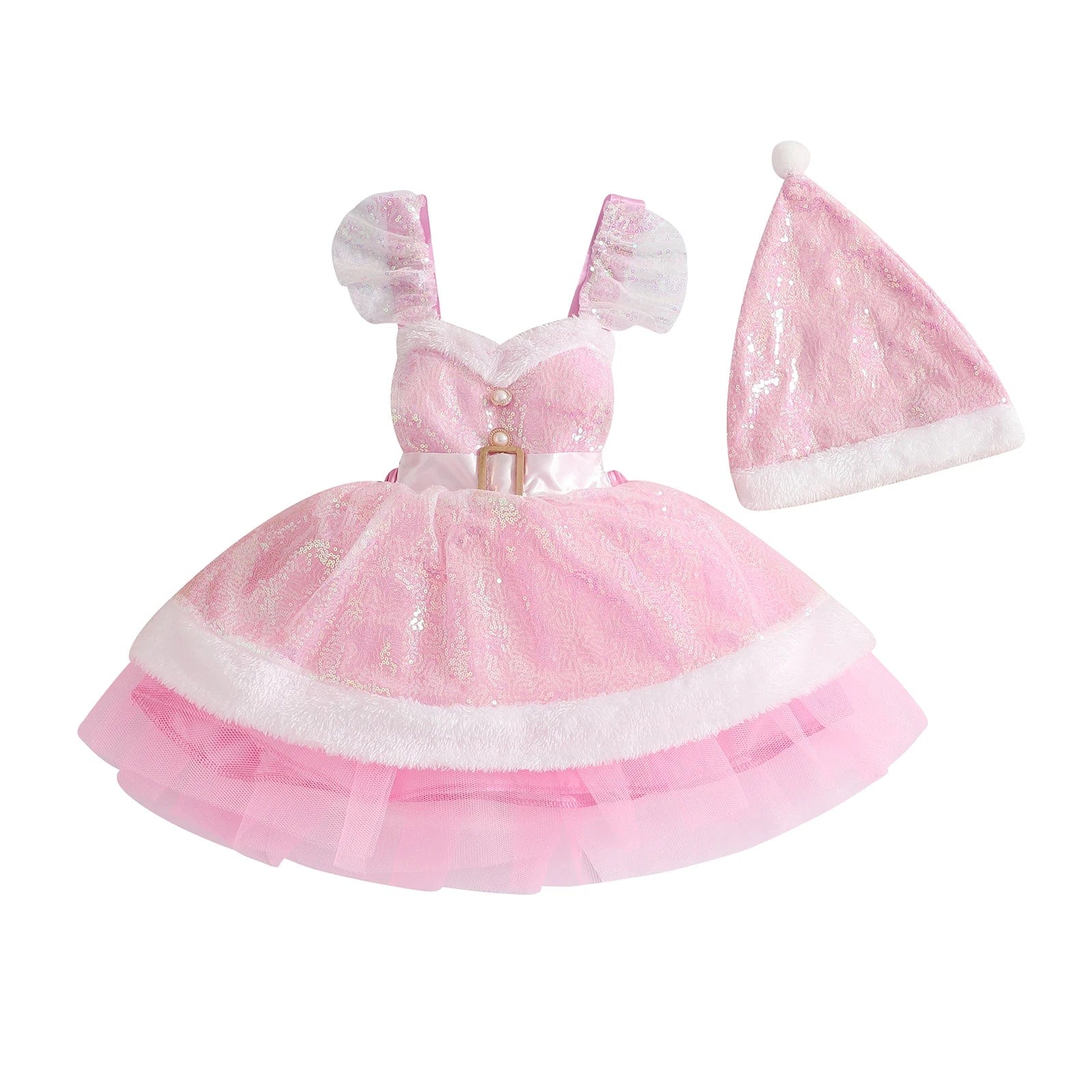 Pink / 12-18M Sparkling Christmas Dress Set for Girls