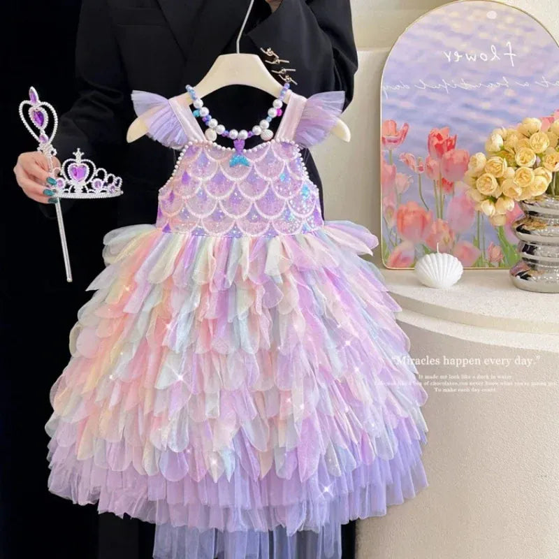 2-3T Sparkly Mermaid Princess Dress for Girls