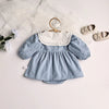 Spring Solid Pleated Baby Bodysuit