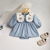 Spring Solid Pleated Baby Bodysuit