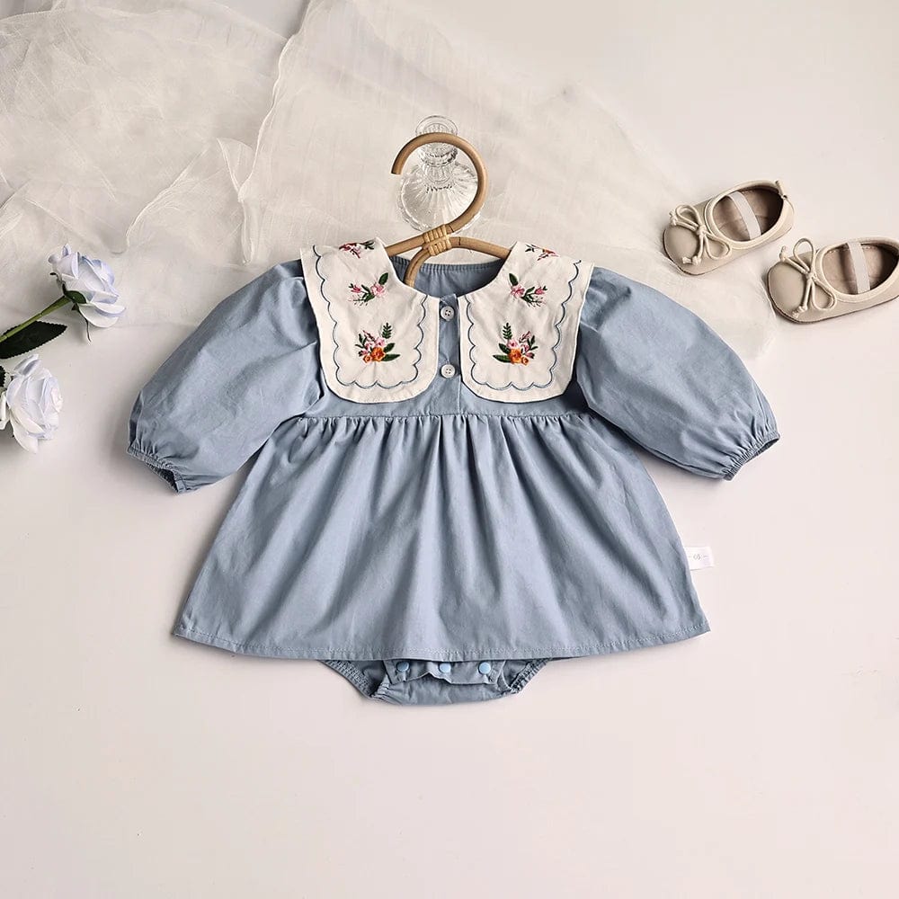 Spring Solid Pleated Baby Bodysuit