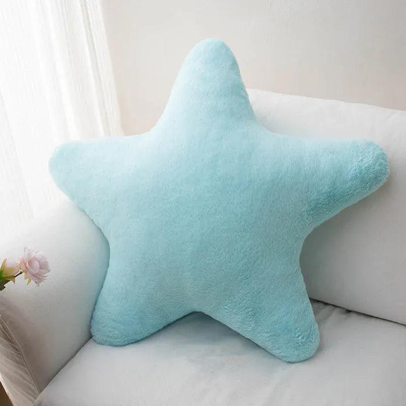 Blue Star Shaped Plush Pillow