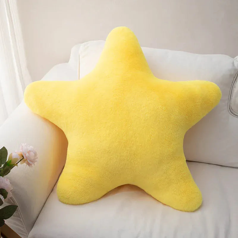 Yellow Star Shaped Plush Pillow