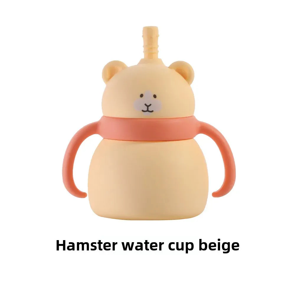 Yellow Beige Straw Cup Cute Animal