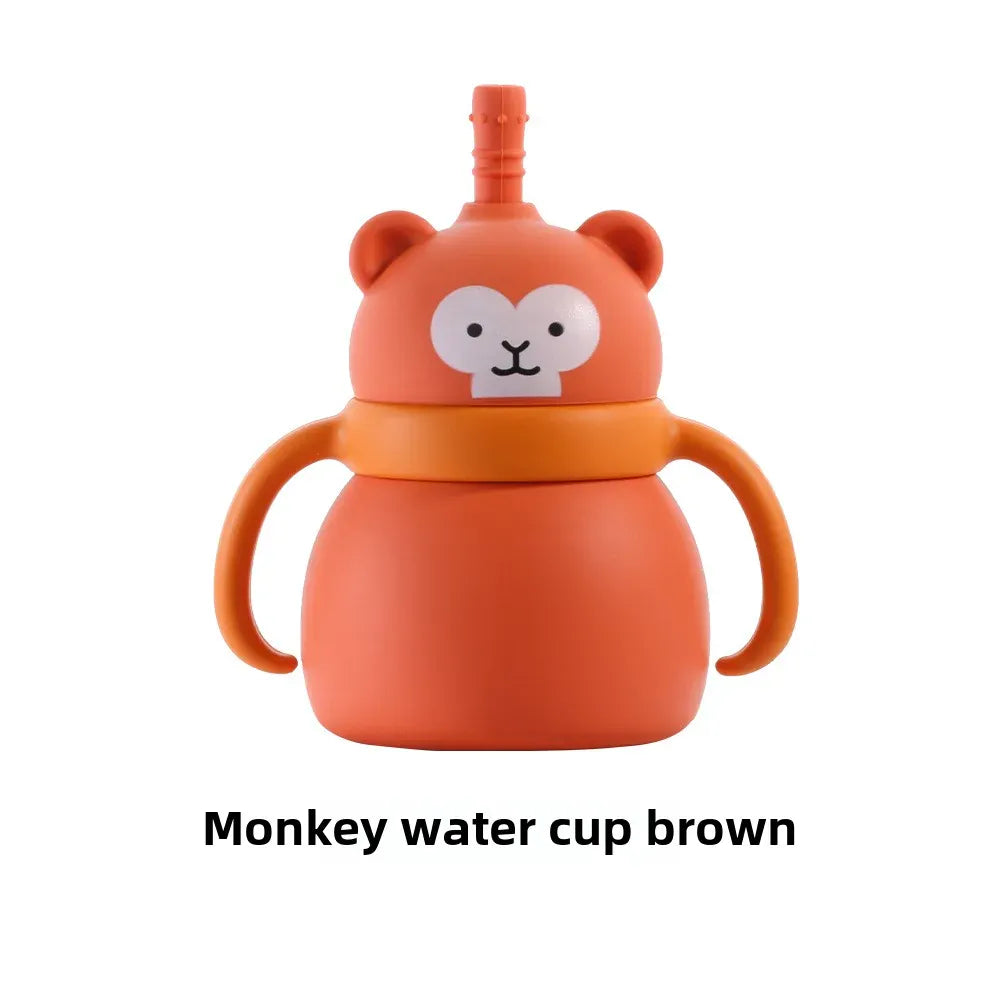 Orange Monkey Straw Cup Cute Animal
