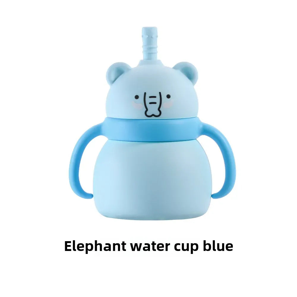 Blue Elephant Straw Cup Cute Animal