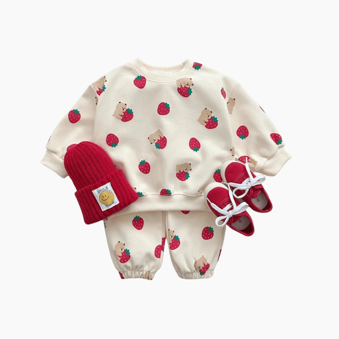 Strawberry Print Tracksuit Set