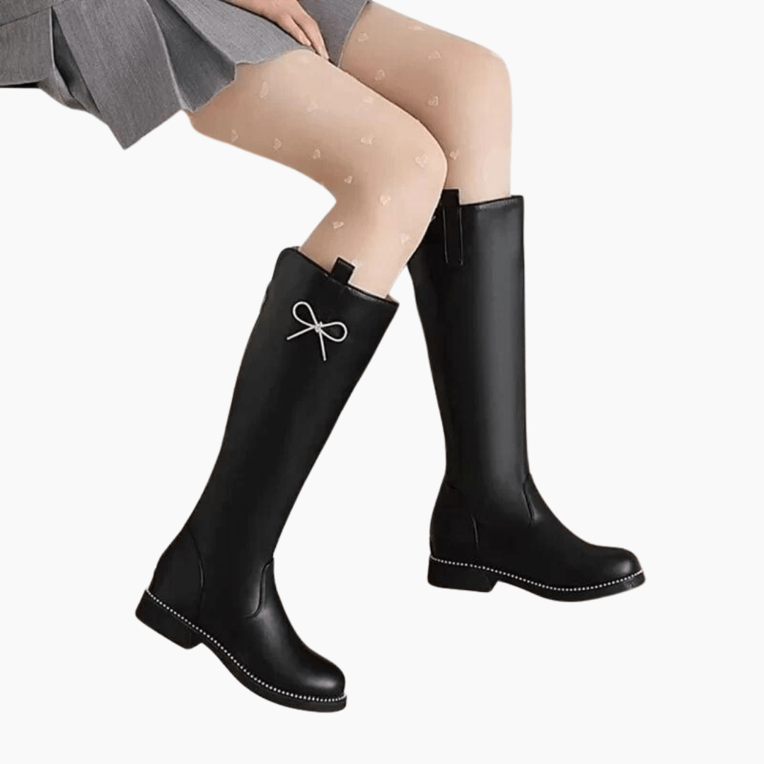 shoes Stylish Knee-High Boots with Bow Accent