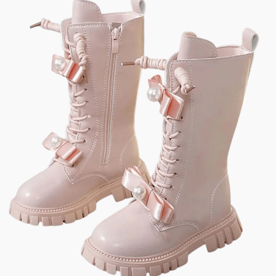 Stylish Pearl Bow Boots