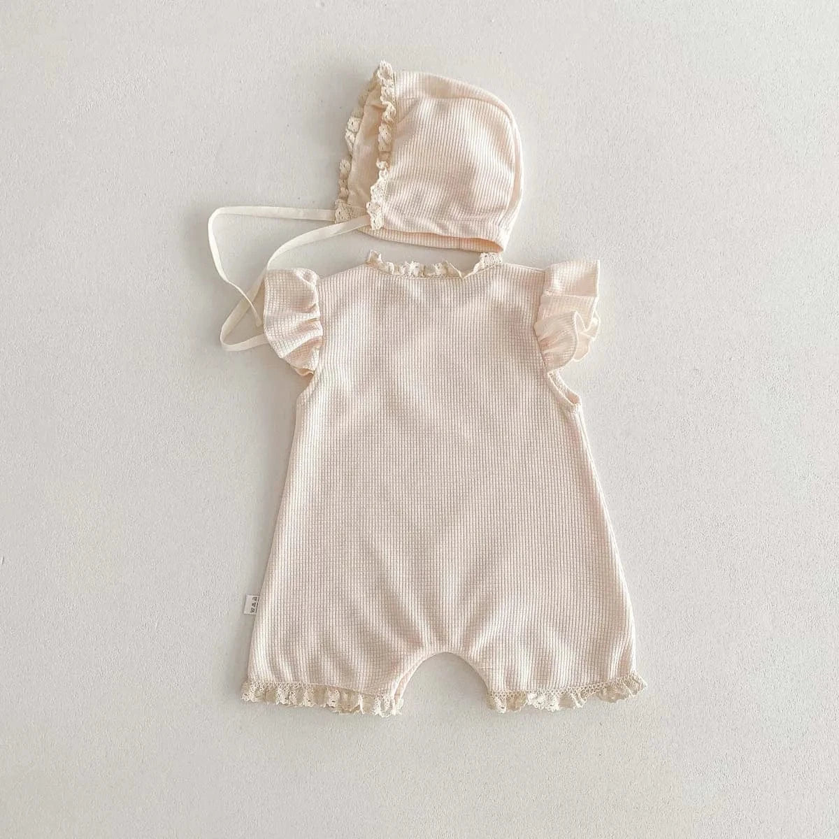 Girl's Clothing Apricot / 0-6M Summer Baby Girls Romper with Matching Bonnet