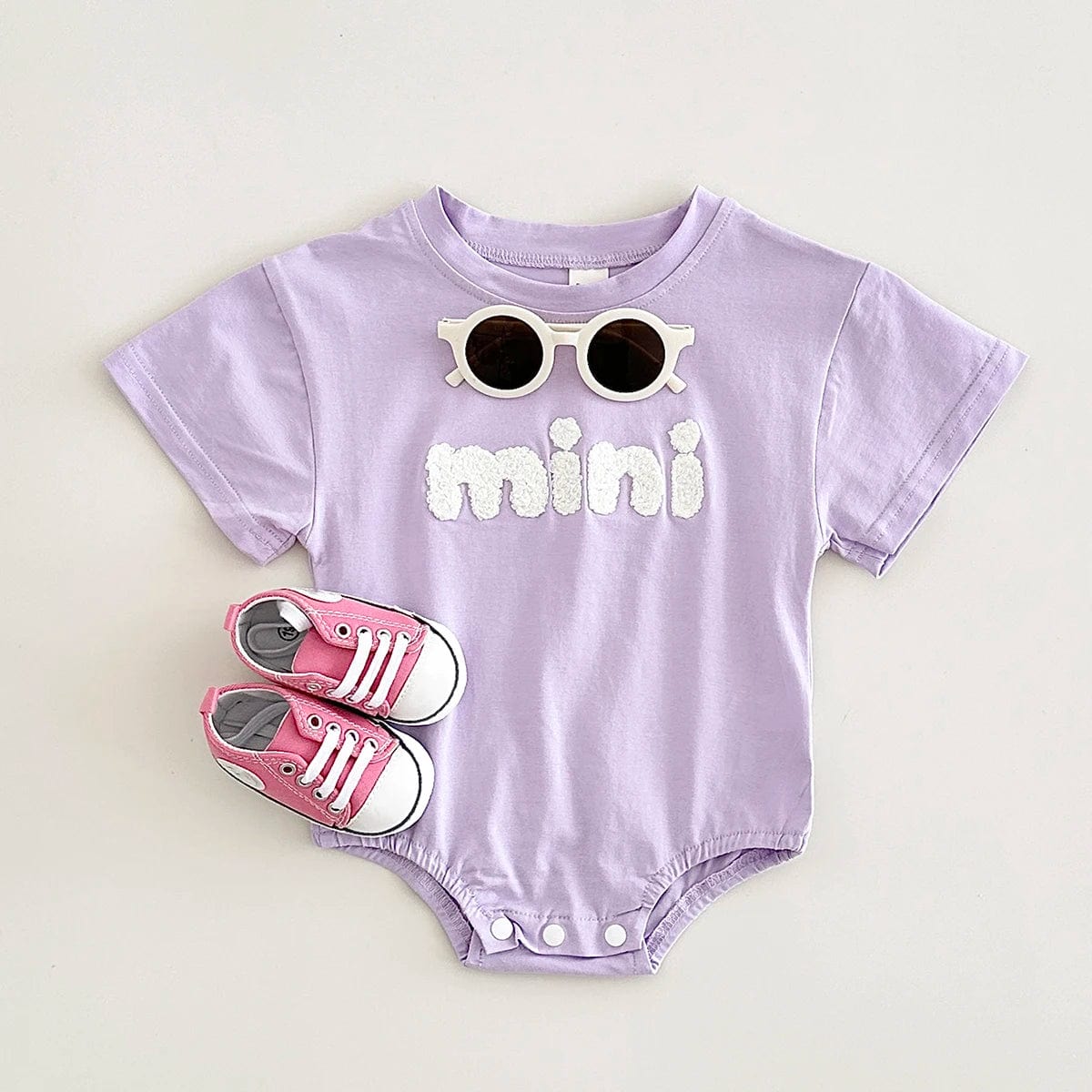 Romper Lavender / 1-3M Summer Baby Romper with Plush Letter