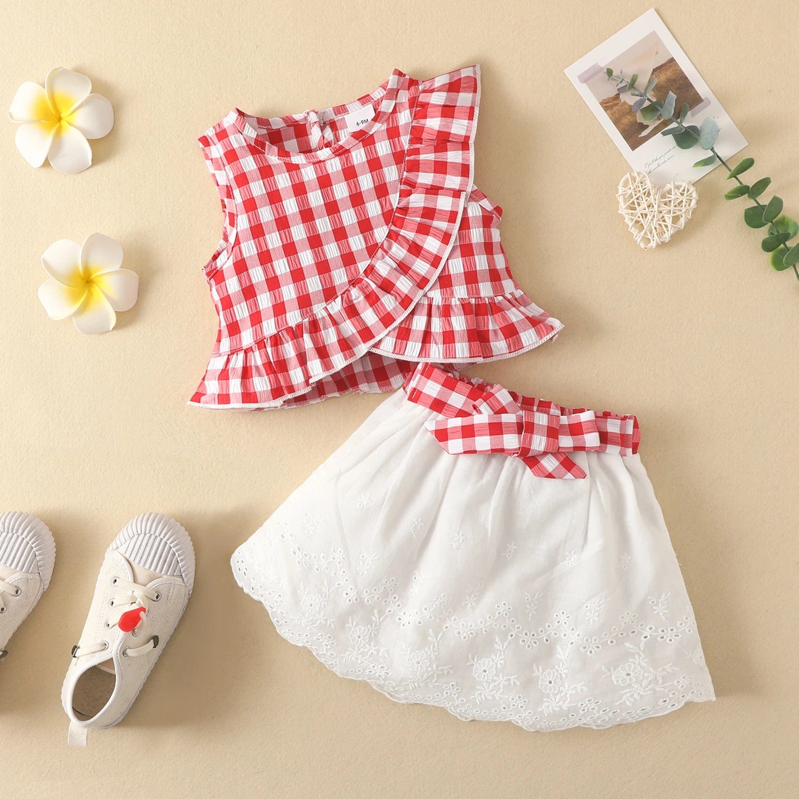 Red / 3-6M Summer Ensemble: