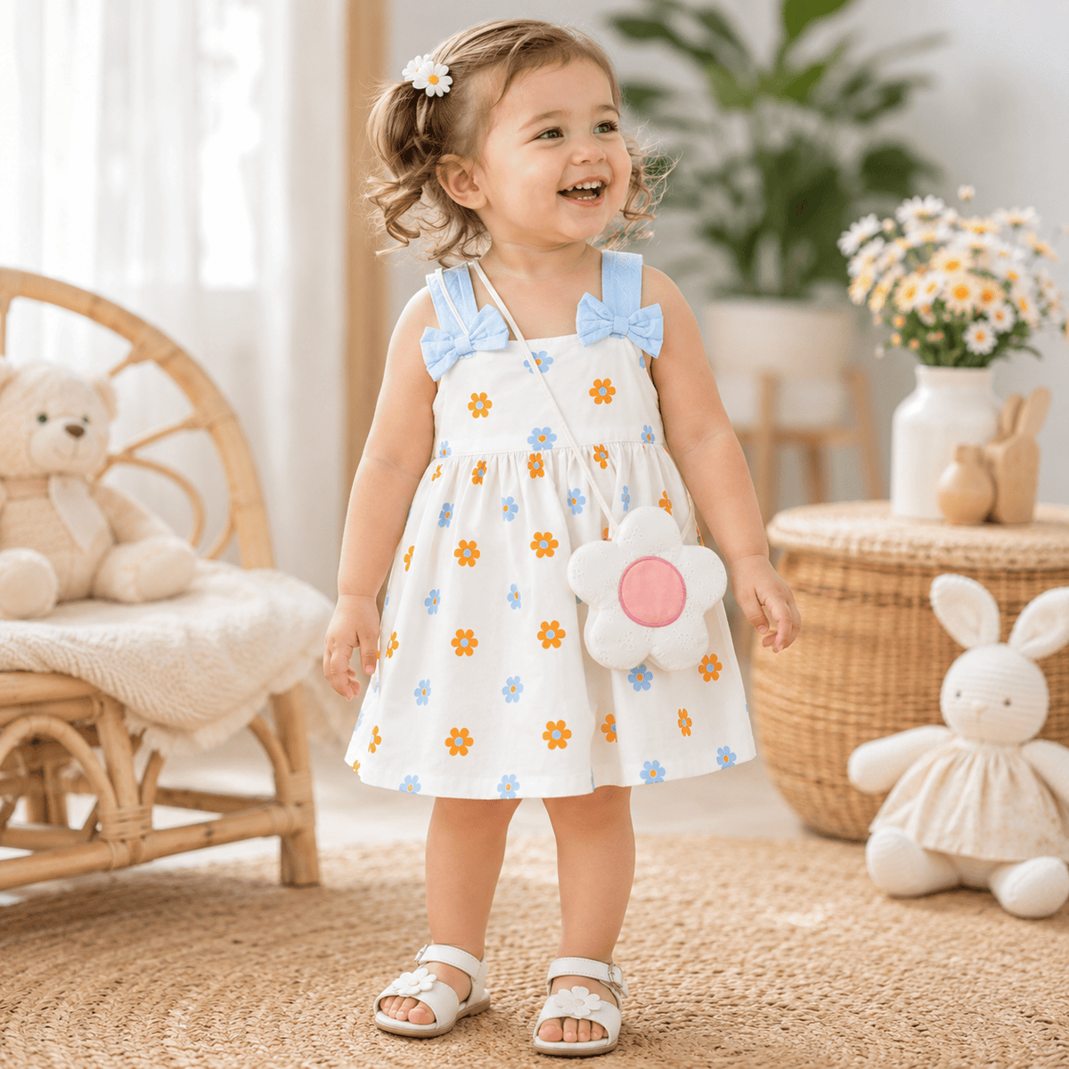 Summer Floral Bow Dress