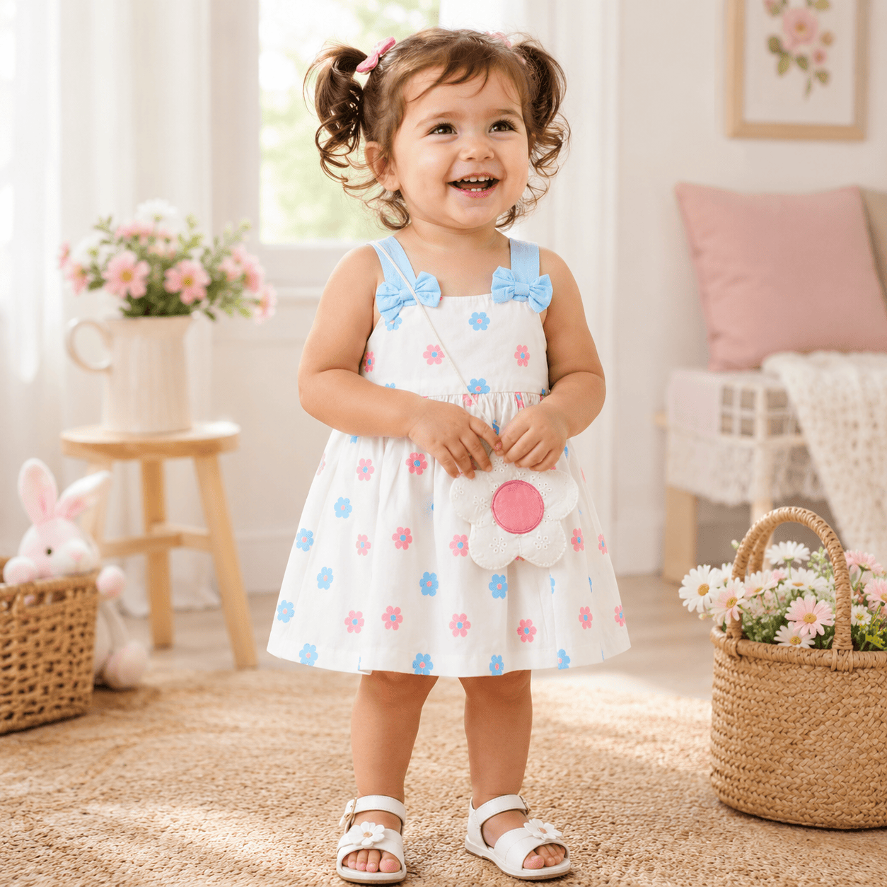 Summer Floral Bow Dress