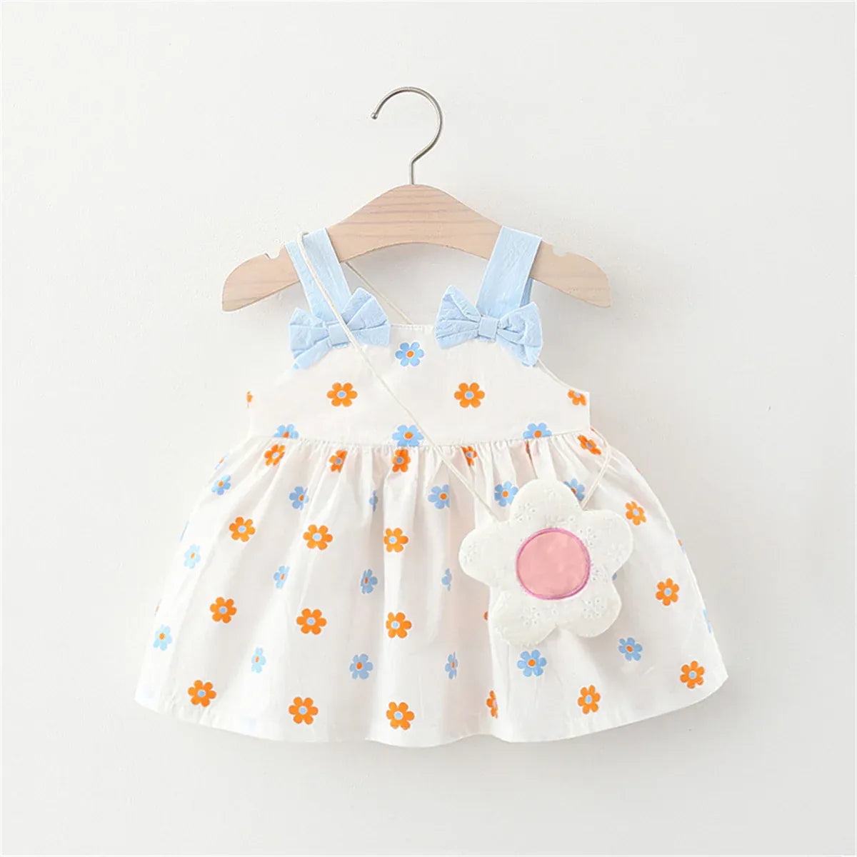 Orange / 9-12M Summer Floral Bow Dress