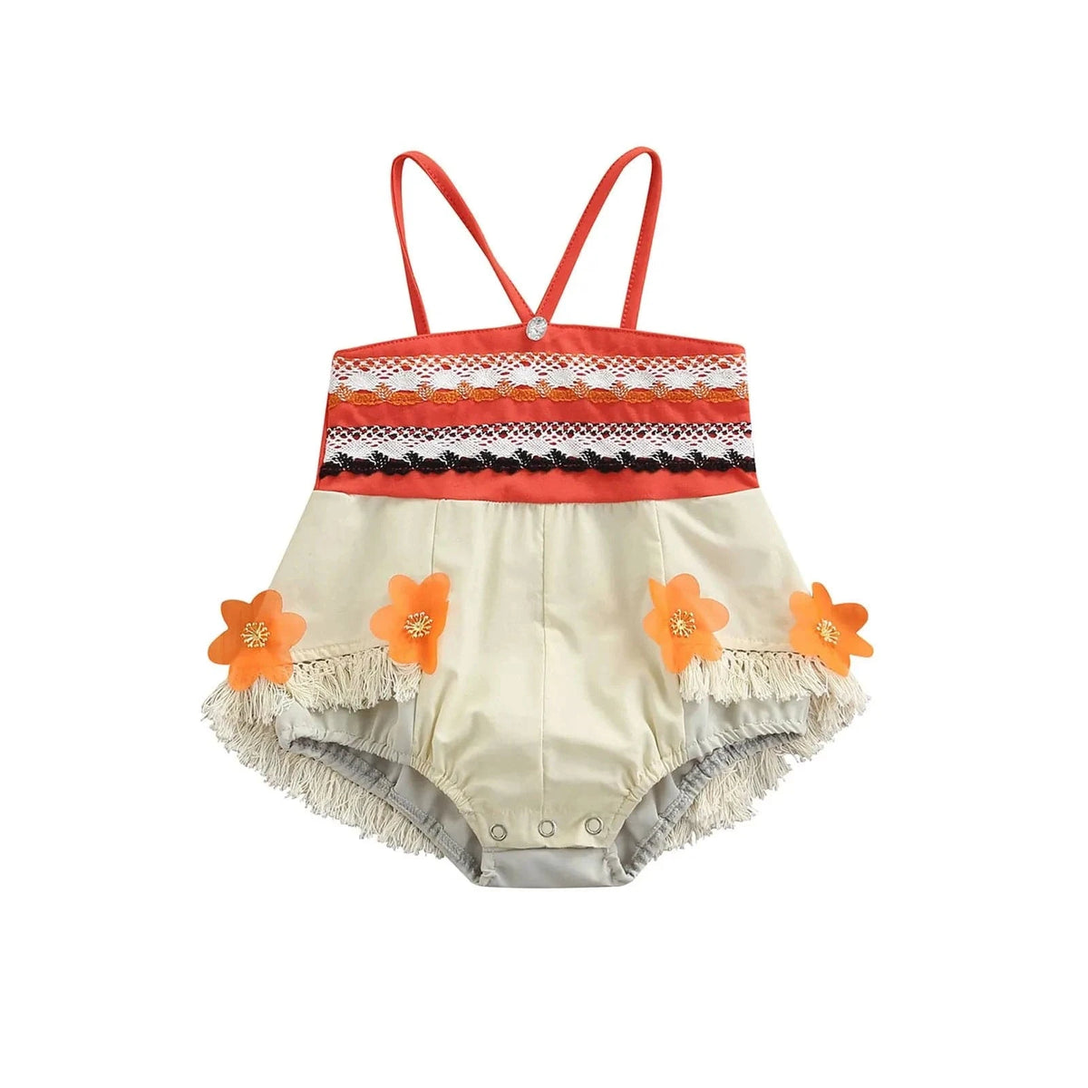 Beige / 0-6M Summer Floral Tassel Baby Jumpsuit