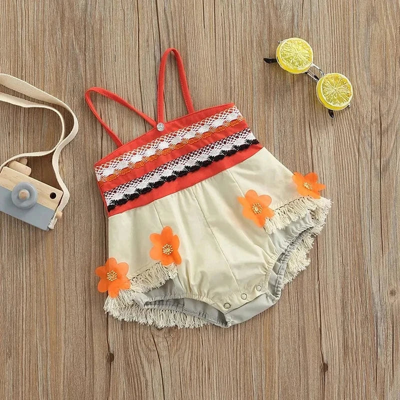 Summer Floral Tassel Baby Jumpsuit