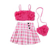 Pink / 3T Summer Skirt Set with Shoulder Bag