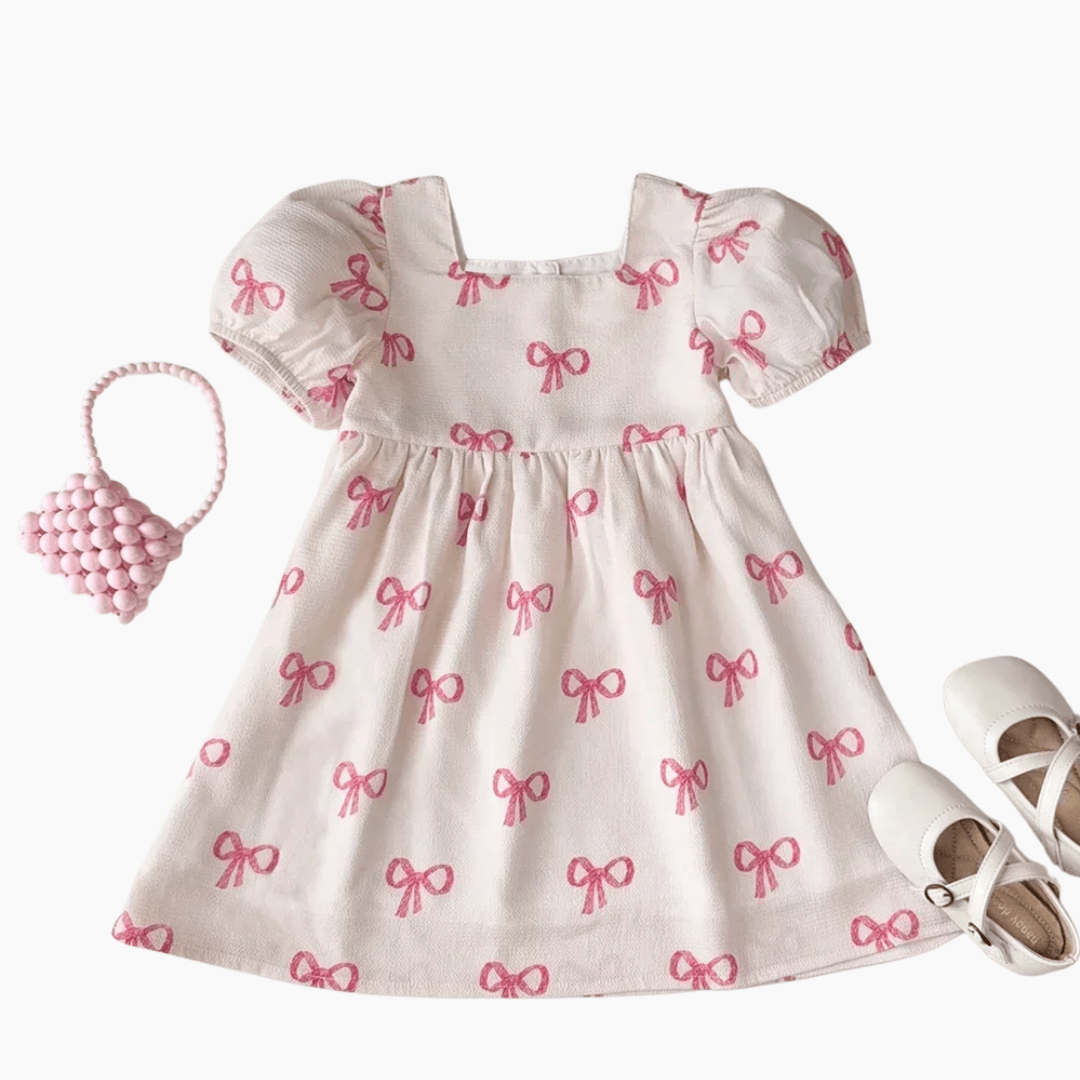 Sweet Bow Print Princess Dress