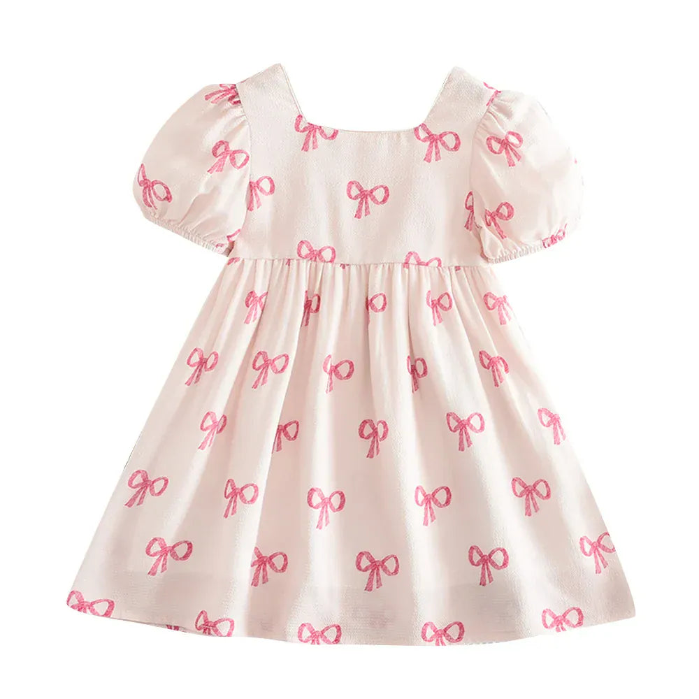 Pink / 2-3T Sweet Bow Print Princess Dress